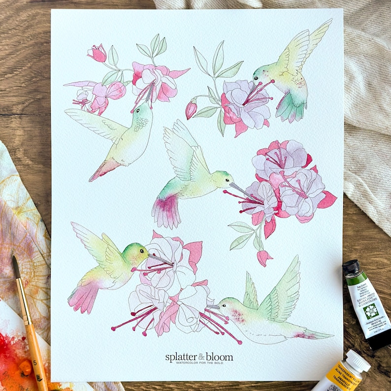 Beginner Watercolor Painting Kit Playful Pollinators Theme with Professional Grade Paper, Brushes, Paints and Instructional Video Link image 4