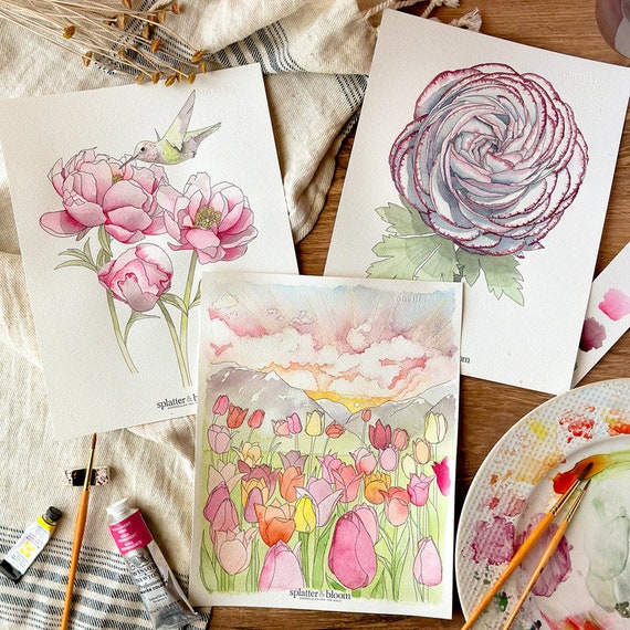 Watercolor Painting Kit, Spring Florals, for Adults, for Kids, Indoor  Activity, Beginner Skill, Indoor Plants, 3 Designs, Mother's Day Gift 