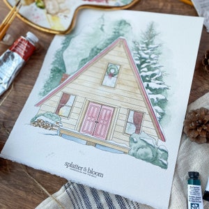 Kit de pintura de acuarela para principiantes, tema de bosques invernales con papel de calidad profesional, pinceles, pinturas y enlace de vídeo instructivo imagen 5