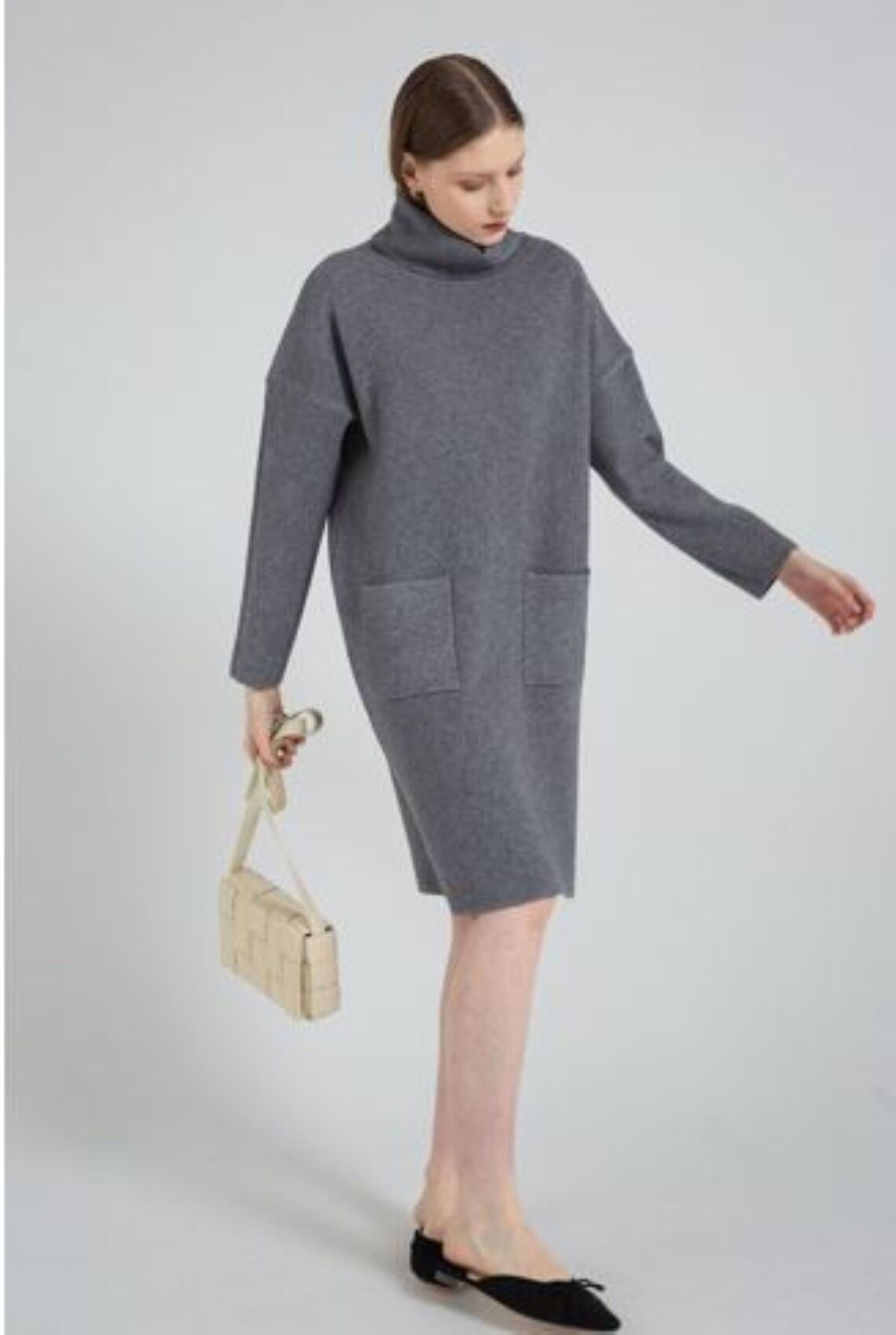 DressBetty - Snowflake Turtleneck Loose Sweater