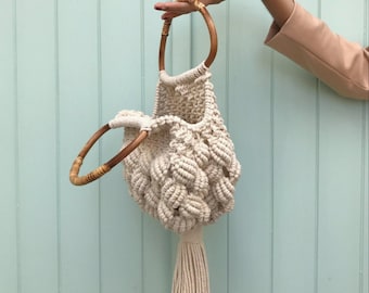 Bolso verano- bolso macramé- bolso de cuerda- bolso sostenible y eco- bolso con asas- bolso bombonera- bolso hecho a mano- bolso de mano