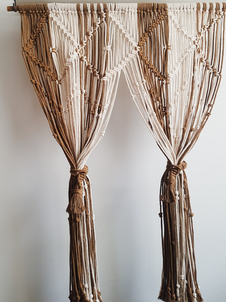 Curtain macramé curtains bohemian style home décor Etsy