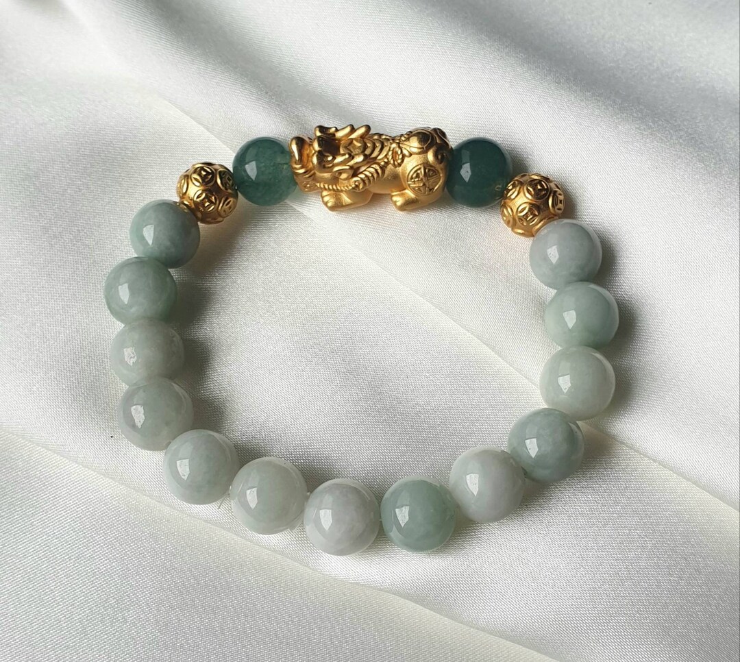 Feicui Jade Jadeite and Oil Green Feicui With S999 Silver Gold-plated ...