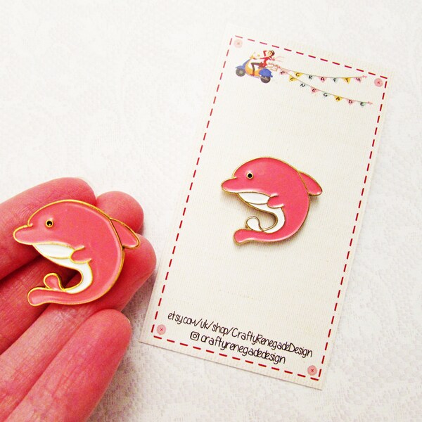 Enamel Pin, dolphin pin, enamel, brooch, cute pin, sealife, marine, fun gift, gift idea, badge, jewellery, gold pin, pin back button