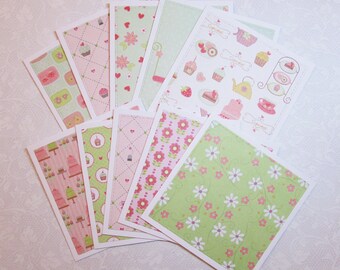 Note cards, set of 10, greeting cards, blank card, patterned card, handmade, cards and envelopes, stationary, floral cards, note card set