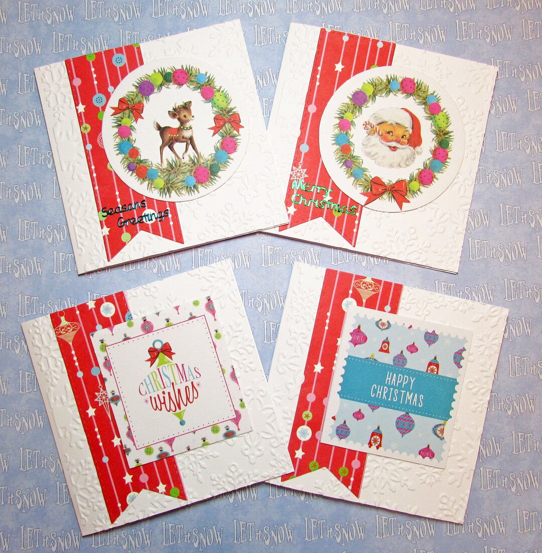 Leuke kerstkaarten set van 4 notitiekaarten wenskaart lege Etsy België