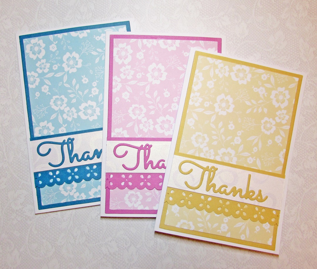 Thank You Card, Greeting Card, Set of 3, Note Cards, Handmade Cards ...