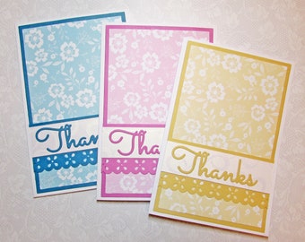 Carte de remerciement, carte de vœux, ensemble de 3, cartes de notes, cartes faites à la main, ensemble d’enveloppes de cartes, papeterie, papier à motifs, cartes vierges, merci