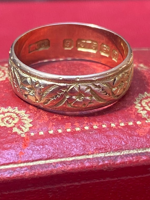 Antique, engraved, orange blossom wedding band in… - image 2