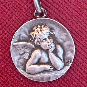 Sterling Silver Thinking Angel Cherub charm/ pendant