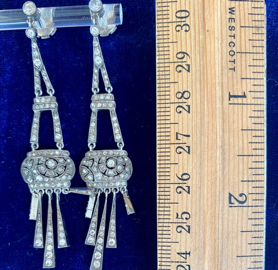 Art Deco silver and paste earrings - image 10