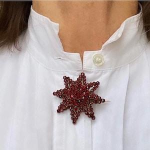Antique, Victorian, bohemian garnet Star Brooch