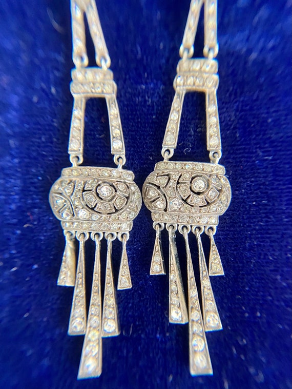 Art Deco silver and paste earrings - image 7