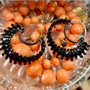Georgiano, francés, azabache negro, siglo XVIII, aros, pieza única, joyería de luto,