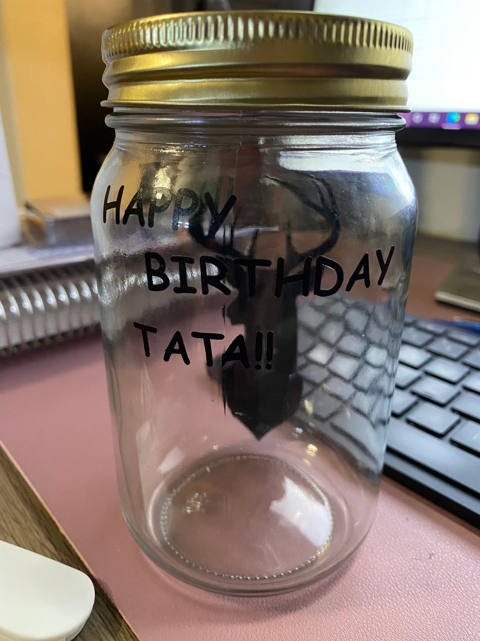 Happy Birthday Mason jar/coin jar Etsy