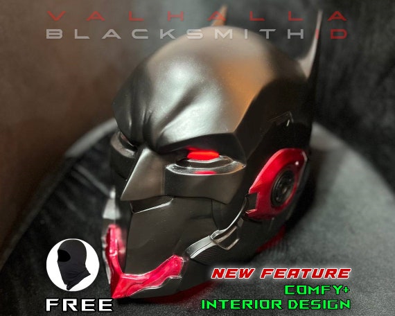 Bat Knight Beyond Cosplay Helmet: Black Matte & Red, Fiberglass - Etsy