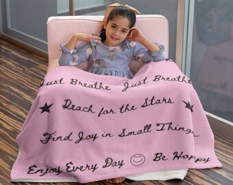 Pink Blanket, Girls Blanket, Little Girl Gifts, Inspirational Phrase Blanket, Be Kind, Be Happy, Girls Room Decor, Pink Fleece Blanket