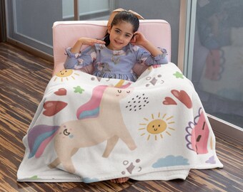 Unicorn Blanket, Girls Blanket, Gift for Little Girl, Girls Room Decor, Unicorn Fleece Blanket, Unicorn Sherpa Blanket, Fairy Tale Blanket