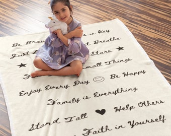 Kids Blanket, Blanket with Quotes, Fleece Blanket for Girls, Sherpa Blanket Girls, Girls Fleece Blanket, Positive Thoughts on Blanket