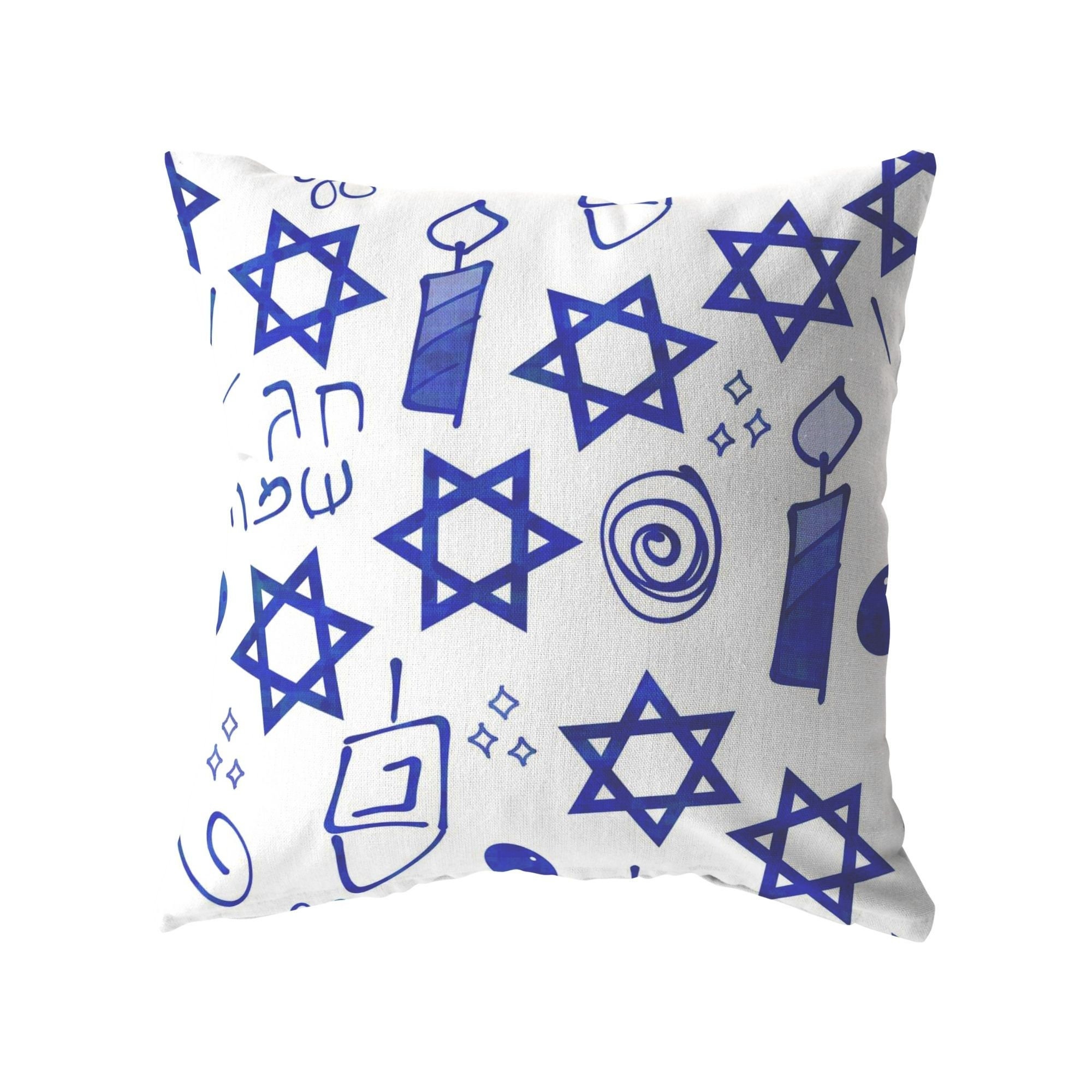 Star of David Jewish Shabbat Shalom Israel vintage Jewish Shabbat Shalom  Star of David Y'all Flag of Israel Throw Pillow, 18x18, Multicolor