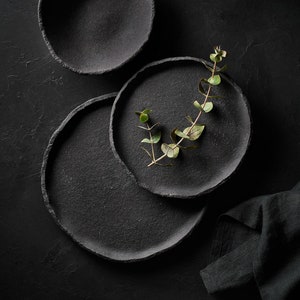 Black dinnerware set for food photography, Dishware set for prop styling, Matte black plates for low key photography, Crockery set