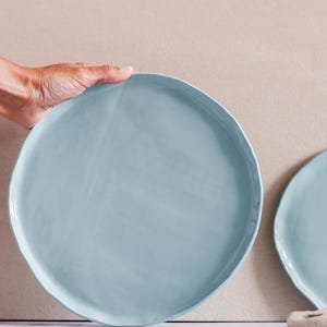 Handmade Turquoise Porcelain Plate Set: Coastal Dinnerware