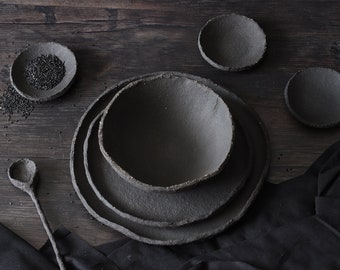 Black dinnerware set and mini bowls for food photography, Dinnerware set, Dishes for props styling