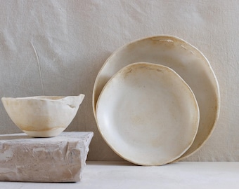 Handmade pottery plates for new home rustic table