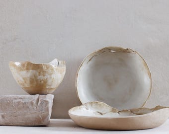 Organic ceramic dinnerware for aesthetic minimalist table