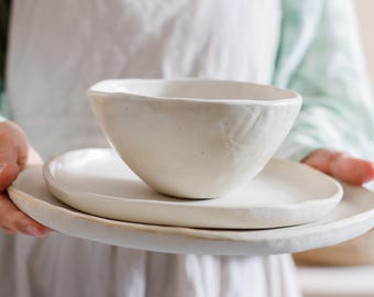 Rustic ceramic plates set for food presentation lovers