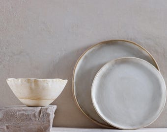 Organic stoneware dinnerware set for minimalist home styling