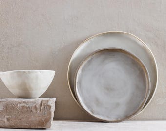 Wabi sabi ceramic plates for modern rustic interiors