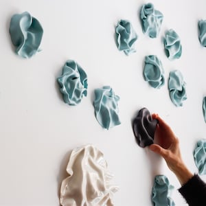 Porcelain Handkerchief Wall Sculpture: Custom Ceramic Light Art Installation