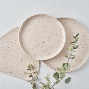 Matte Ceramic Plates for Food Photography | Speckled Dinnerware for Culinary Styling | Serving Platter in Neutral Color | Pottery for Chefs
