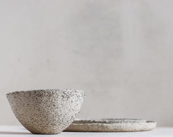 Handcrafted Rustic Ceramic Dinner Set Europe – Matte White Stoneware Plates & Bowl – Artisan Pottery