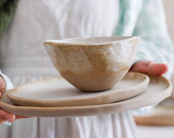 Handmade stoneware dinnerware set for new home everyday