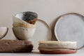 Handmade Stoneware Dinnerware Set: Rustic Matte Plates and Bowls