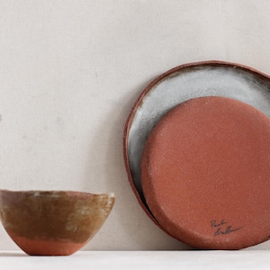 European Handmade Ceramic Set – Matte White Glaze on Rustic Red Clay – Food Styling Pottery