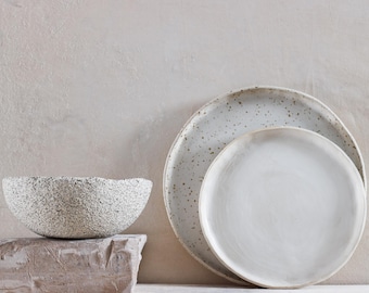 Organic ceramic dinnerware set for couples wabi sabi style