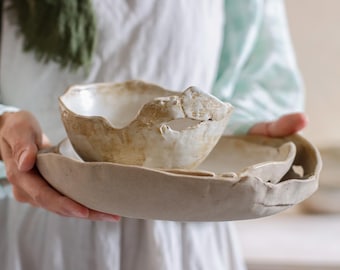 Handmade ceramic plates for food styling and serving