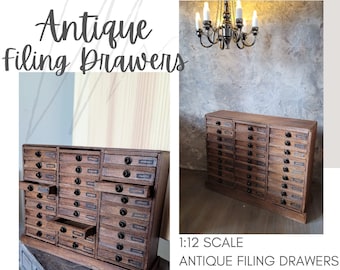 SVG File for Cutting Machine Apothecary Dollhouse Antique Filing Drawers ~ Mini File Cabinet ~ Laser Cut File ~ Instant Download
