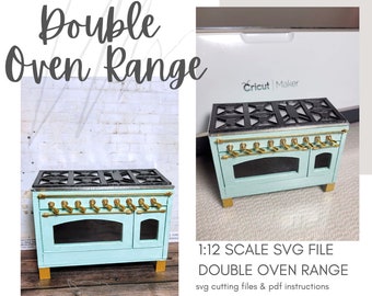 SVG Double Oven Range Dollhouse Miniature / DIY Mini Laser or Cricut Cut File Stove  ~ Instant Digital Download