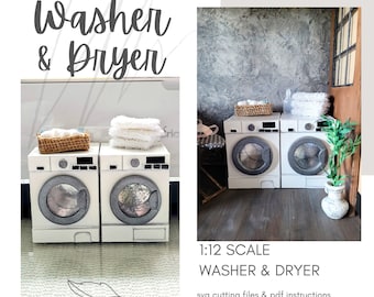 MINIATURE Dollhouse Laundry Washer and Dryer / Mini Farmhouse Style Miele Washing Machine And Dryer ~ Furniture SVG File ~ Instant Download