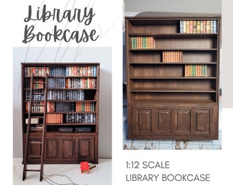 DIY Mini Library Bookcase / Bookshelves 1:12 scale Dollhouse Miniatures ~ SVG File ~ Instant Download