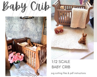 SVG Dollhouse MINIATURE Baby Crib - Dollhouse Infant Nursery Cradle - Bassinette - Cot - Cricut File ~ Instant DIGITAL Download