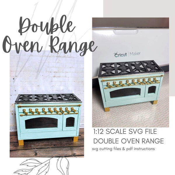 Cocina de casa de muñecas con horno doble en miniatura / DIY Mini SVG Cricut Cut File Stove ~ Descarga digital instantánea