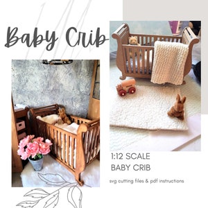 SVG Dollhouse MINIATURE Baby Crib - Dollhouse Infant Nursery Cradle - Bassinette - Cot - Cricut File ~ Instant DIGITAL Download