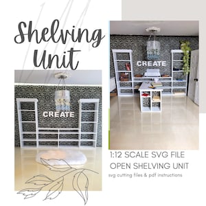 Dollhouse SVG Miniature Craftroom Shelving Unit / DIY Cricut Maker File / 12th scale Built-in Storage Open Shelves ~ Digital Download