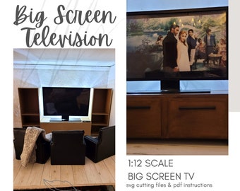 Dollhouse SVG Big Screen TV, DIY Miniature Home Theater Television, Cut File for Laser cutter or Cricut Maker,, Instant Download