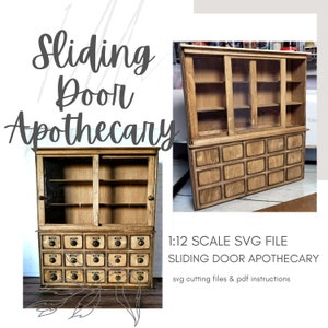 Miniature Dollhouse Apothecary Cabinet, DIY Digital Cricut Maker Laser Cut Files, SVG Mini Sliding Door Apothecary Cabinet, Instant Download